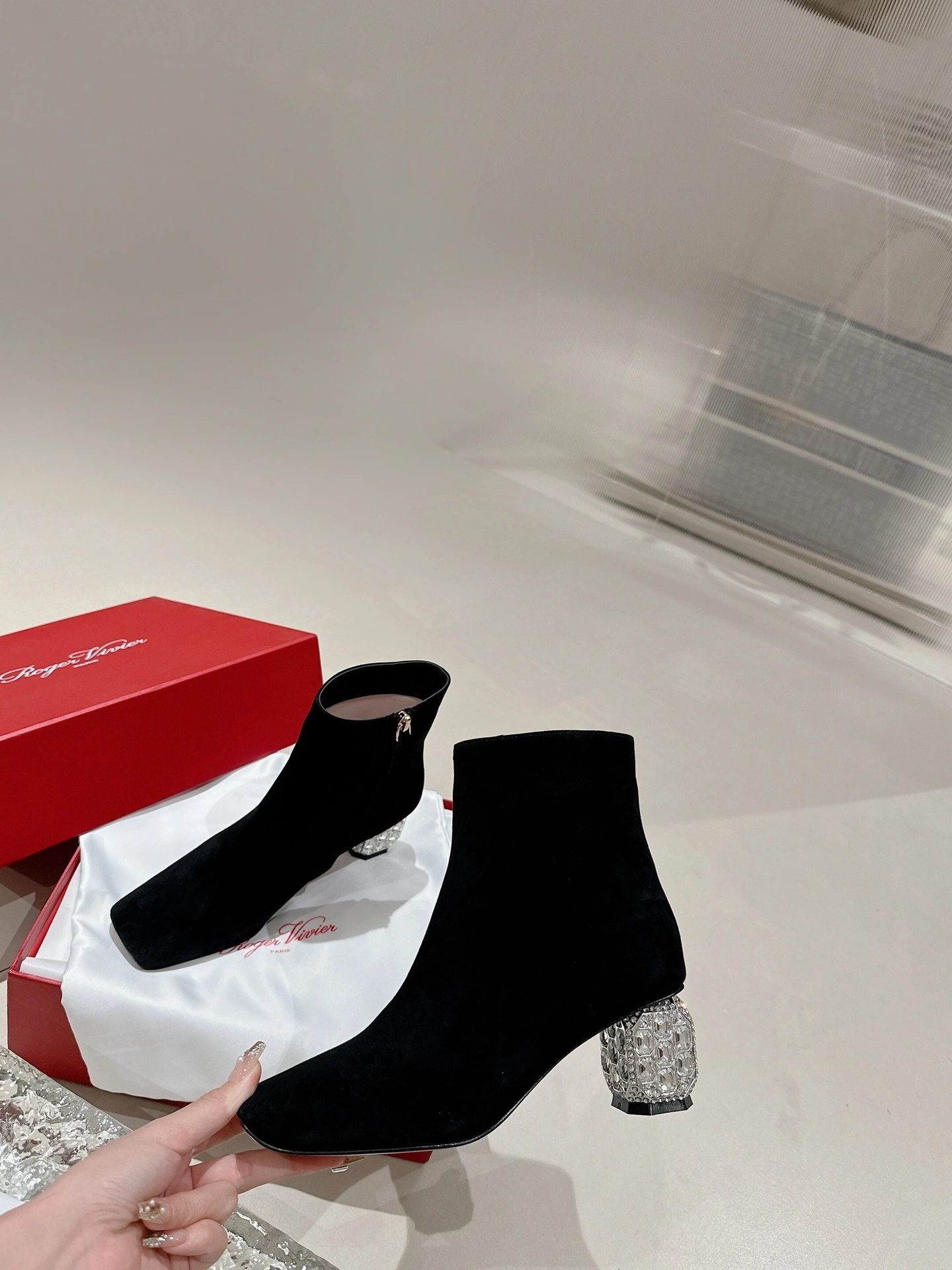 COCO-- RO65R RVW68530300HR0B999 Jewel Heel cowhide sheepskin Heel height：6.5CM item:E-X187A1022
